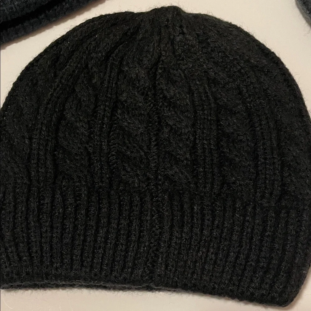 Hudson Baby Cable Knit Beanie Trio Navy Black & Gray Knitted Caps Infant Toddler